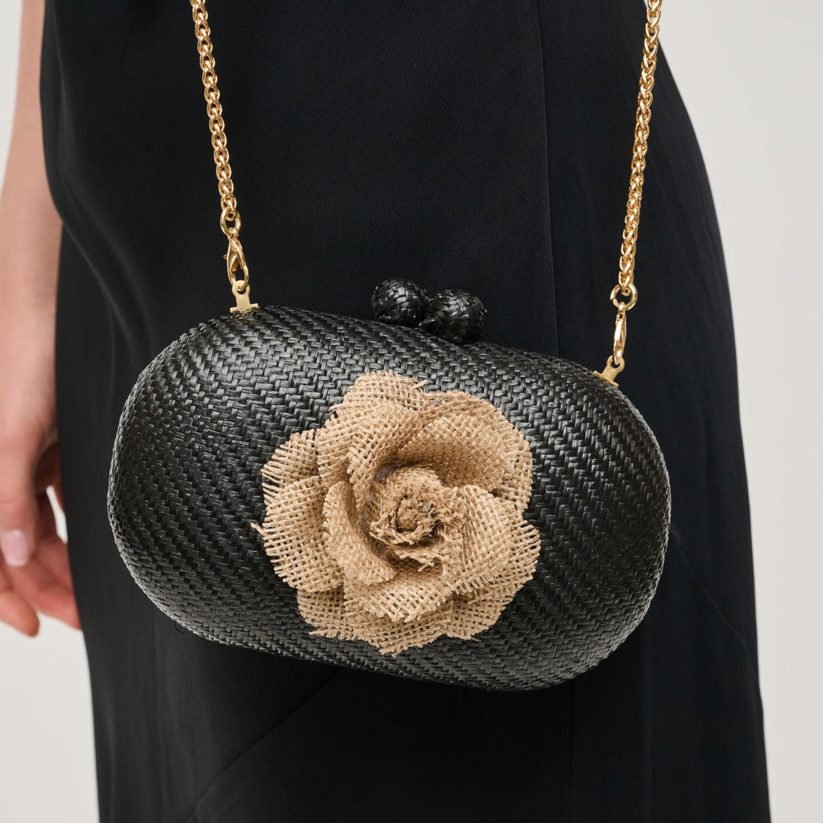 Woman wearing Black Urban Expressions Fleur Evening Bag 840611156488 View 1 | Black