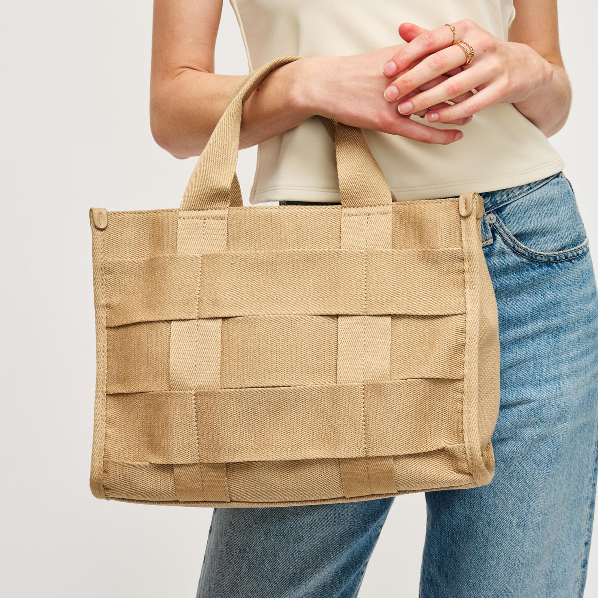 Woman wearing Natural Urban Expressions Cherie Satchel 840611157010 View 4 | Natural