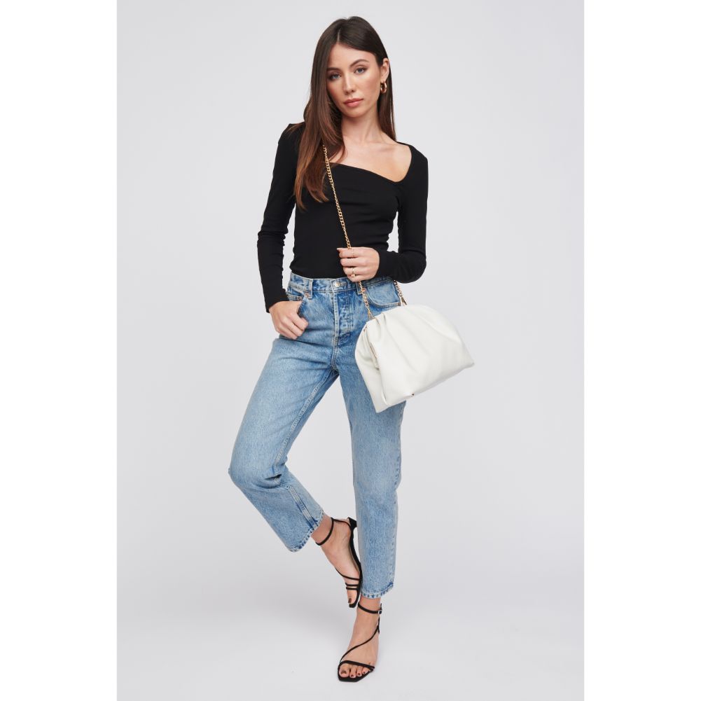 Woman wearing Ivory Urban Expressions Yasmina Clutch 818209016322 View 3 | Ivory