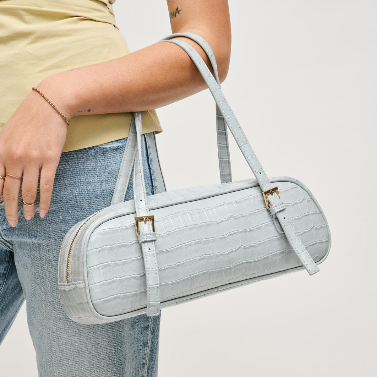 Woman wearing Blue Urban Expressions Athena Shoulder Bag 840504206207 View 2 | Blue