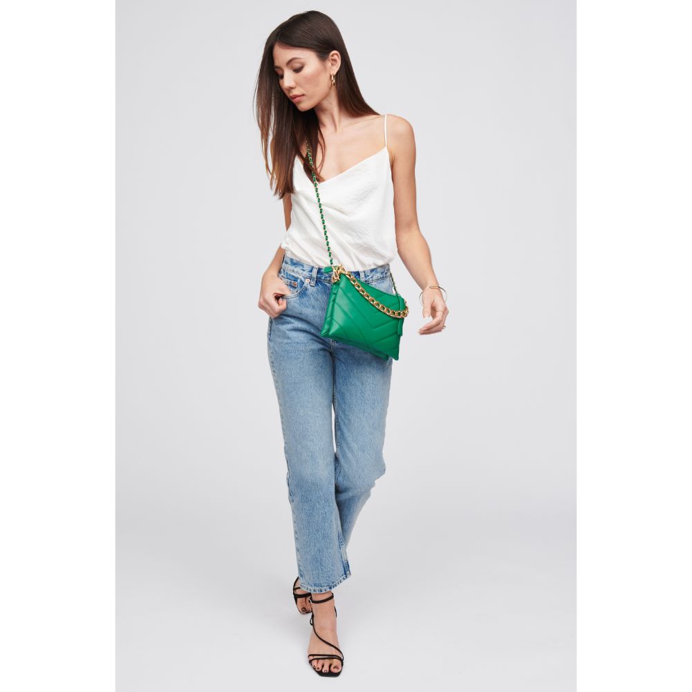Woman wearing Kelly Green Urban Expressions Andie Crossbody 818209015608 View 3 | Kelly Green