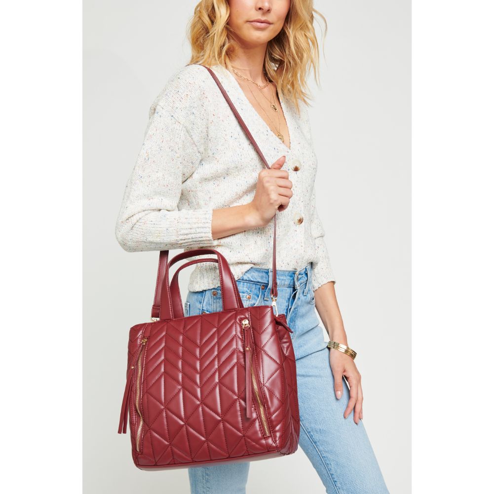 Woman wearing Red Urban Expressions Simone Satchel NA-840611149978 View 1 | Red