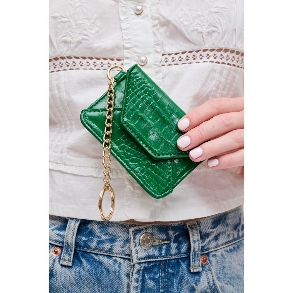 Woman wearing Kelly Green Urban Expressions Gia - Croco Card Holder 840611121646 View 1 | Kelly Green