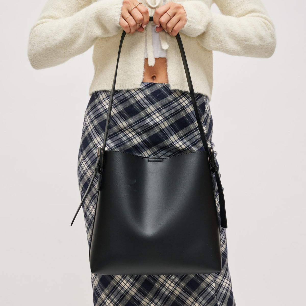 Woman wearing Black Urban Expressions Addilyn Bucket 840611199621 View 4 | Black
