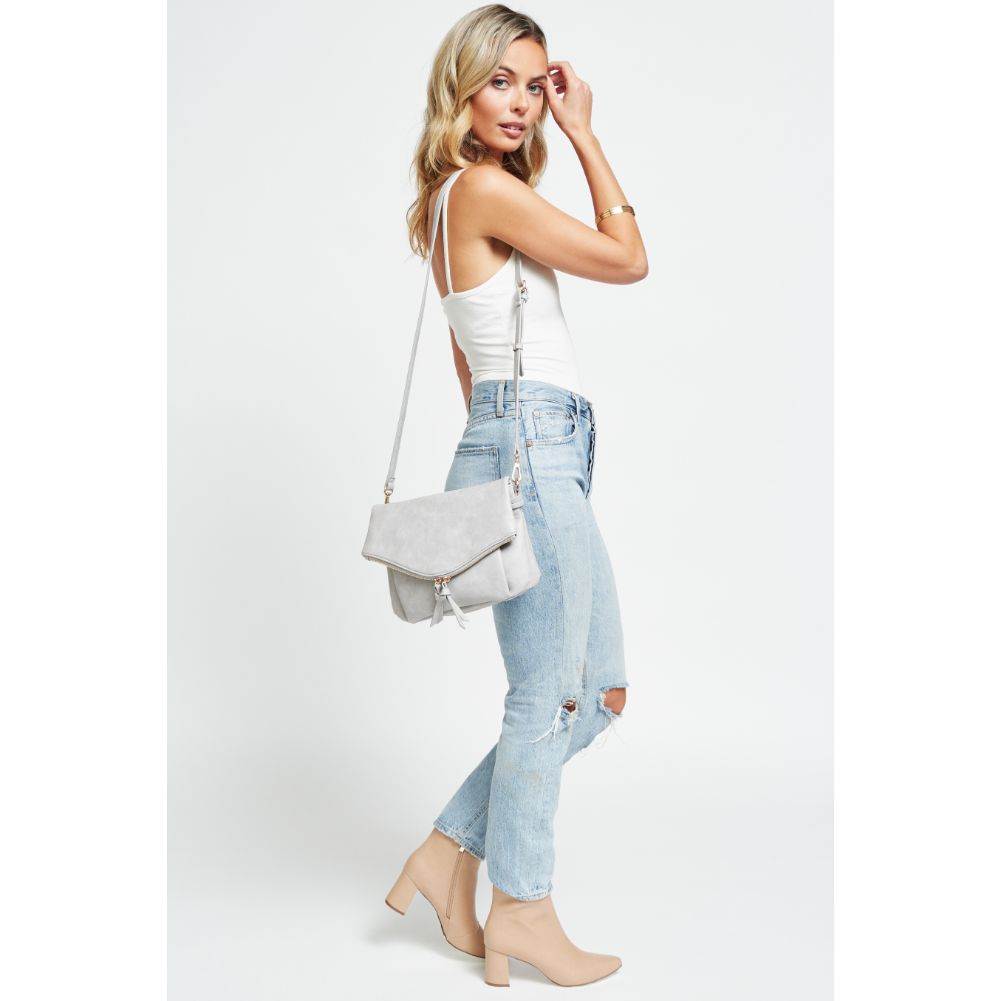 Woman wearing Grey Urban Expressions Erin Crossbody 840611178800 View 4 | Grey