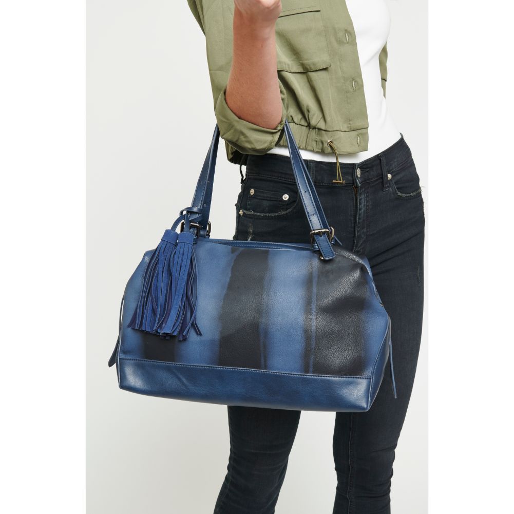 Woman wearing Navy Urban Expressions Wilder Satchel 840611122537 View 1 | Navy