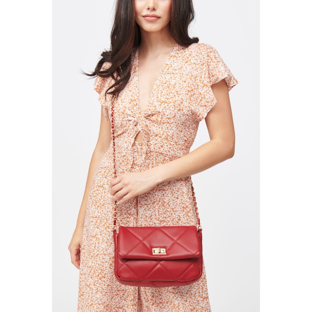 Woman wearing Crimson Urban Expressions Emily Crossbody 840611122162 View 1 | Crimson