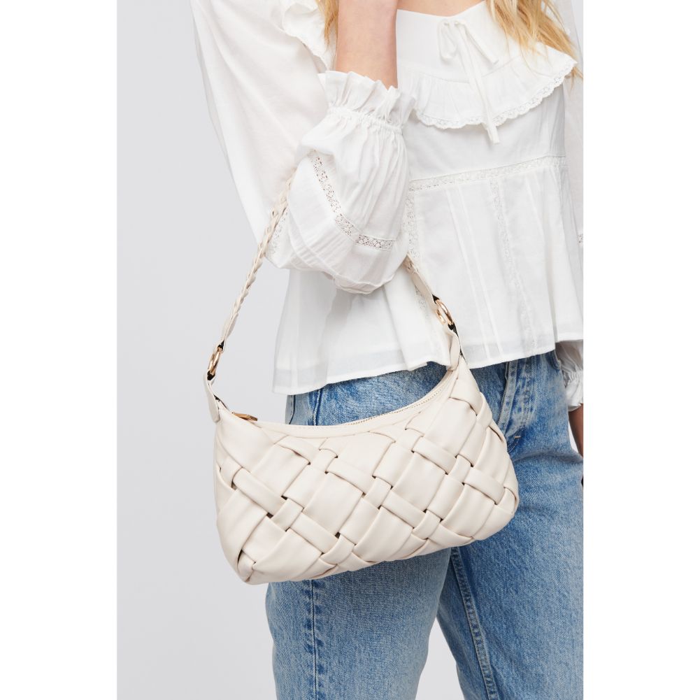 Woman wearing Oatmilk Urban Expressions Paulette Baguette 818209016438 View 4 | Oatmilk
