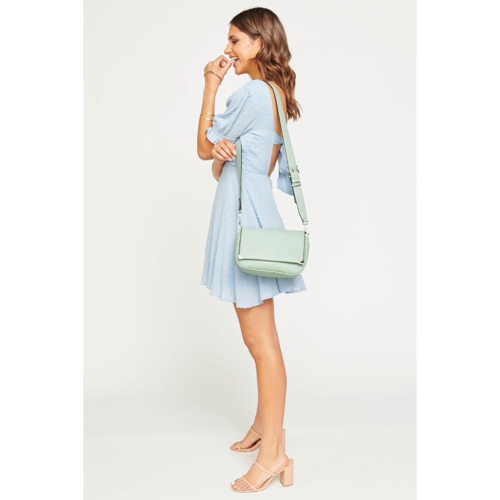 Woman wearing Mint Urban Expressions Langston Crossbody NA-840611161208 View 4 | Mint