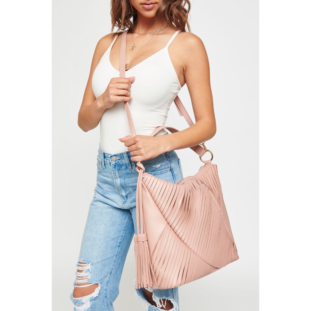 Woman wearing French Rose Urban Expressions Jinx Hobo NA-840611124975 View 2 | French Rose