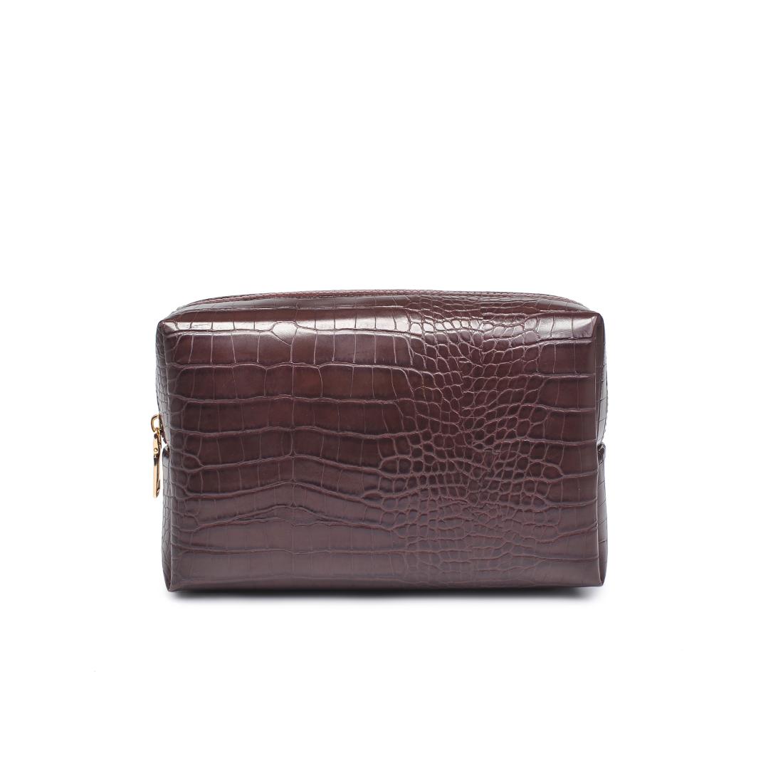 Urban Essentials Croc Chic Cosmetic & Travel Organizer Pouch 840611197283 View 5 | Chocolate