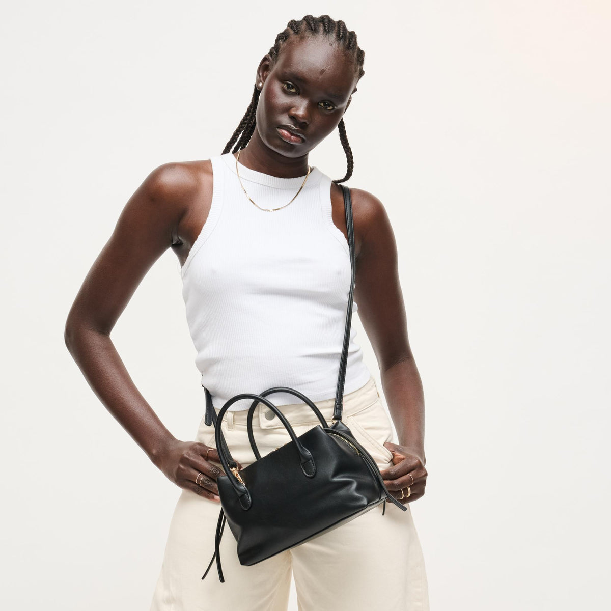 Woman wearing Black Urban Expressions Logan Crossbody 840504205347 View 3 | Black