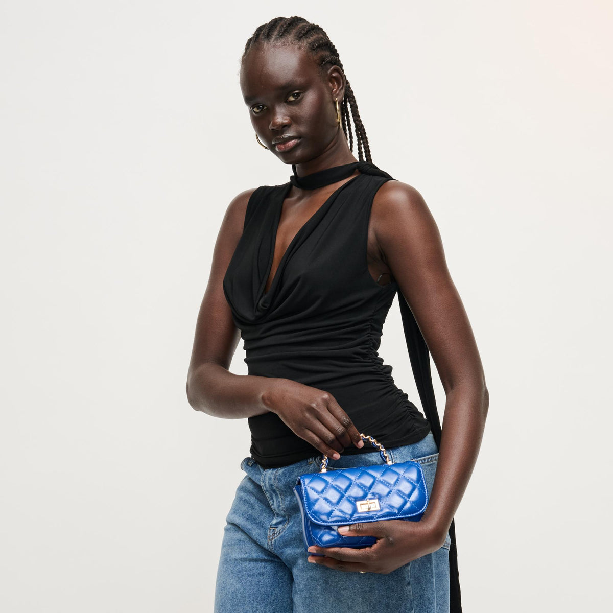 Woman wearing Electric Blue Urban Expressions Leo Crossbody 840504205088 View 4 | Electric Blue