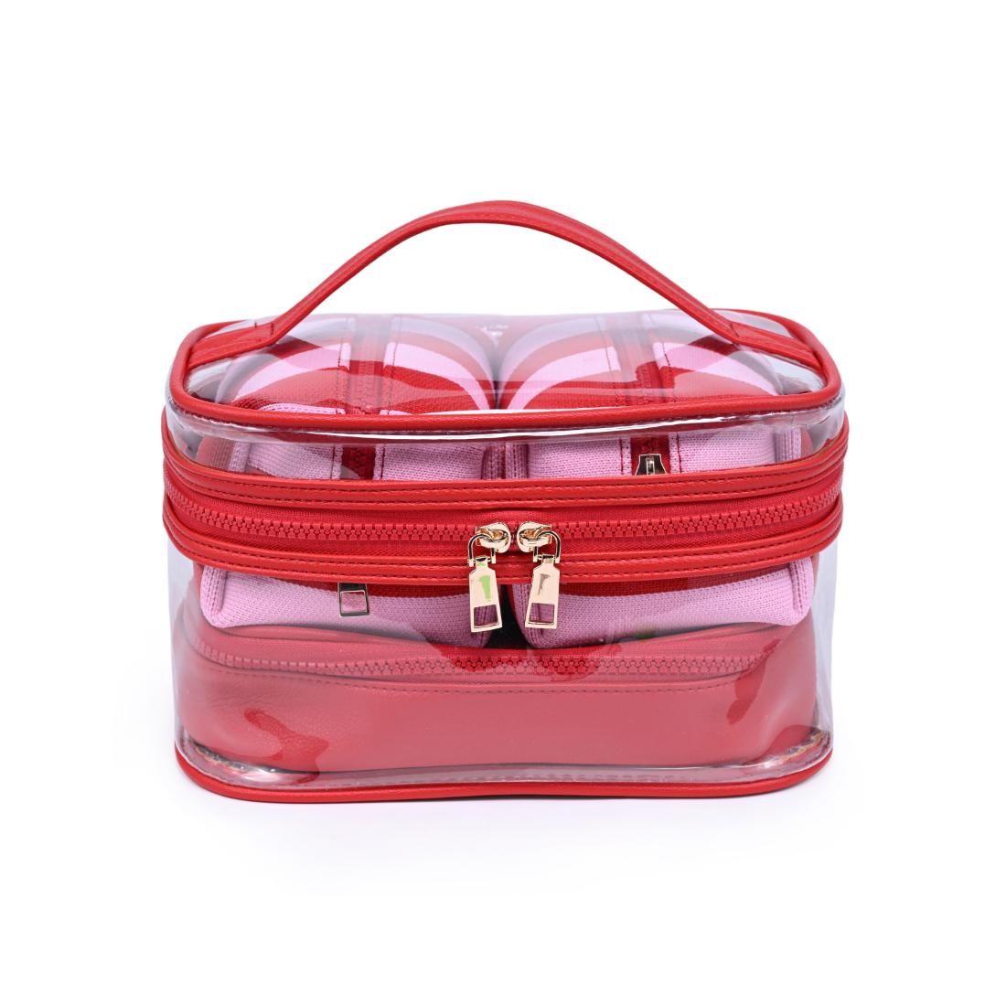Urban Essentials Essential Stripes - 4 Piece Train Case Set 840504215667 View 5 | Red Pink