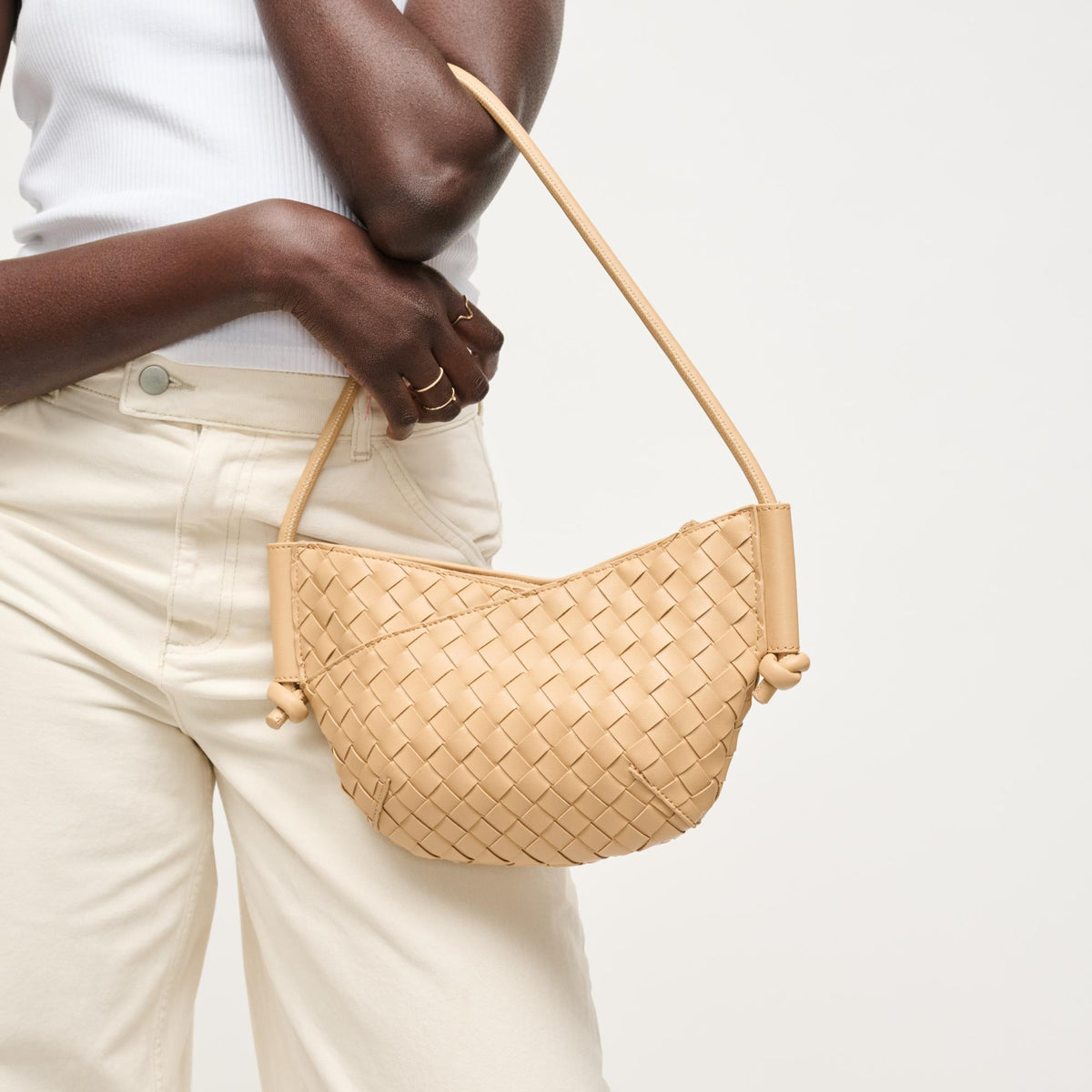 Woman wearing Camel Urban Expressions Oakley Shoulder Bag 840504204234 View 2 | Camel