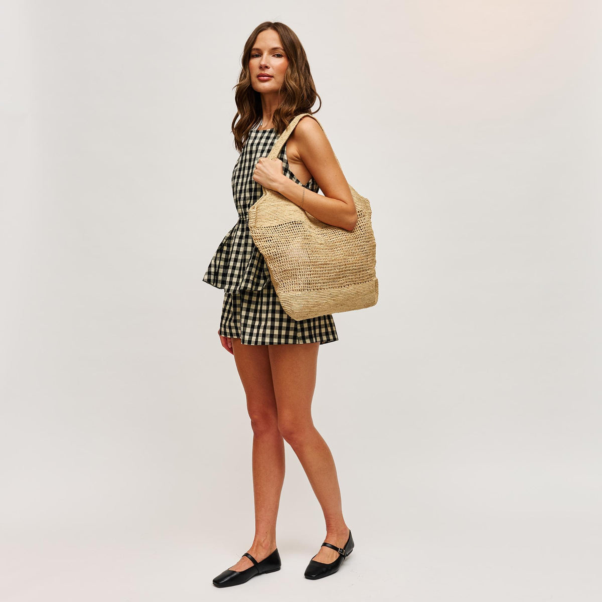Woman wearing Natural Urban Expressions Honey Tote 840504204425 View 4 | Natural