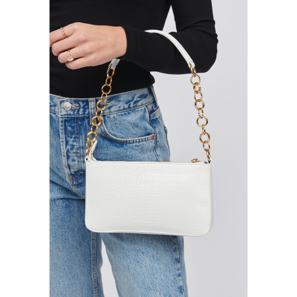 Woman wearing White Urban Expressions Aster Shoulder Bag 818209015479 View 1 | White