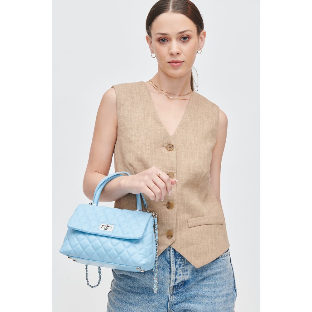 Woman wearing Sky Blue Urban Expressions Cordelia - Quilted Crossbody 840611106353 View 1 | Sky Blue