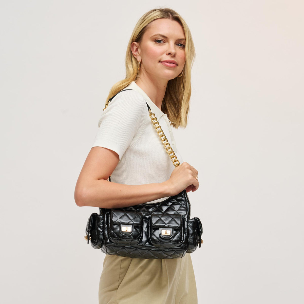 Woman wearing Black Urban Expressions Janette Shoulder Bag 840611199126 View 1 | Black