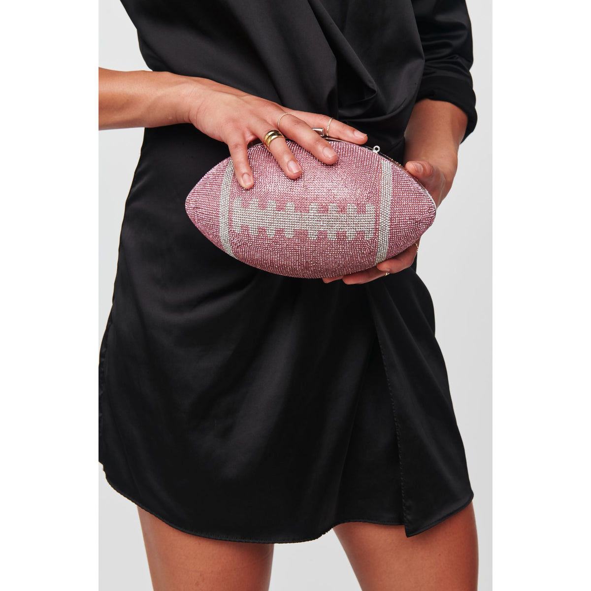 Woman wearing Pink Silver Urban Expressions Robbie Evening Bag 818209012232 View 1 | Pink Silver