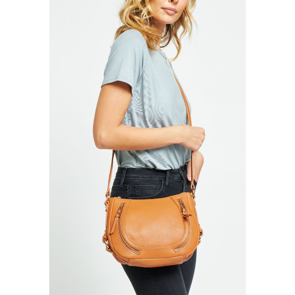 Woman wearing Tan Urban Expressions Sadie Crossbody 840611177131 View 1 | Tan