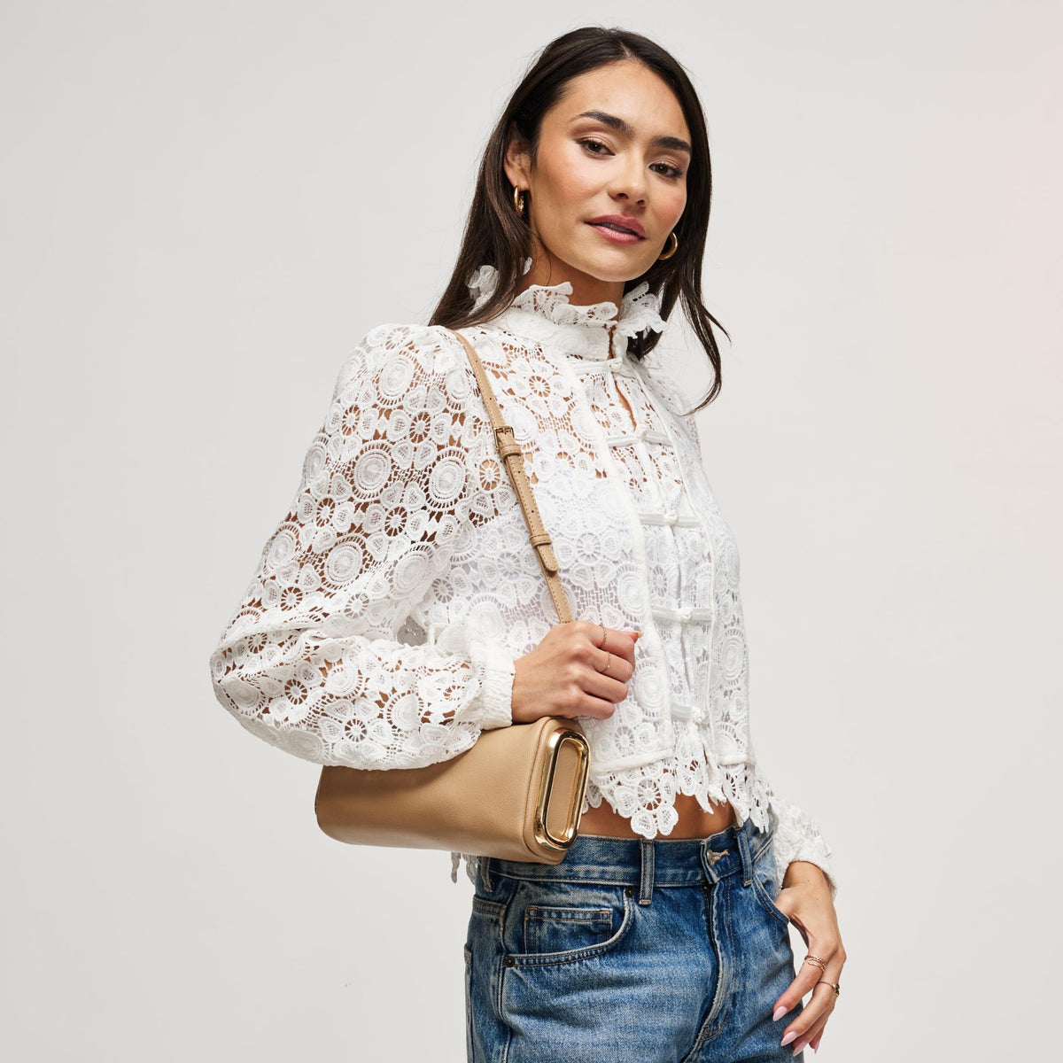 Woman wearing Natural Urban Expressions Luciana Shoulder Bag 840504211645 View 2 | Natural