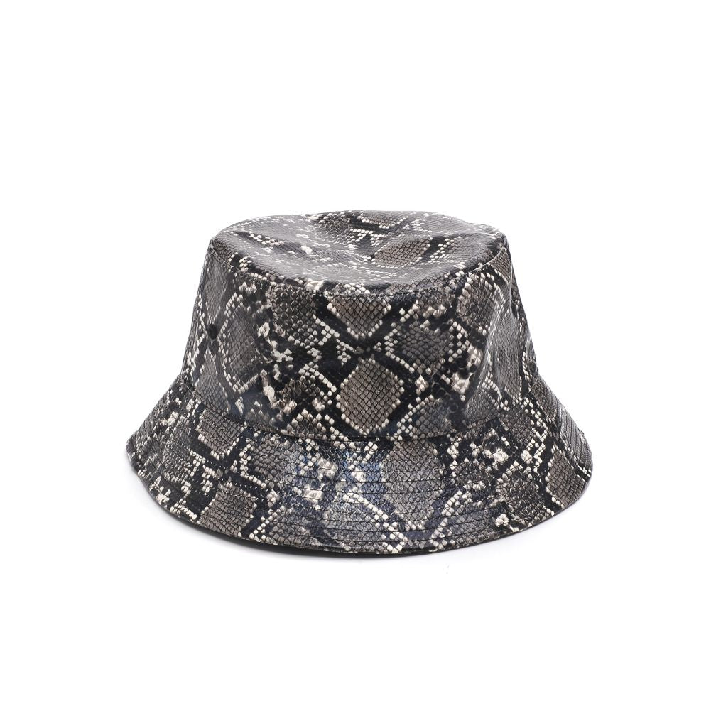 Product Image of Urban Expressions Vegan Leather Bucket Hat Bucket Hat 818209014793 View 5 | Black White Snake