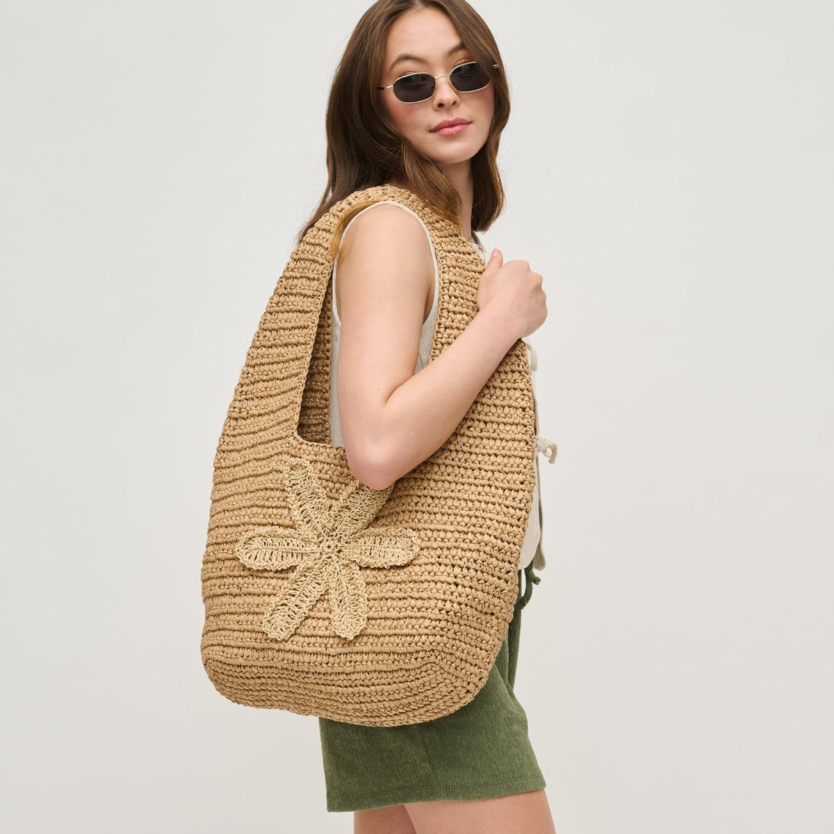 Woman wearing Natural Urban Expressions Crystal Hobo 840611153029 View 2 | Natural