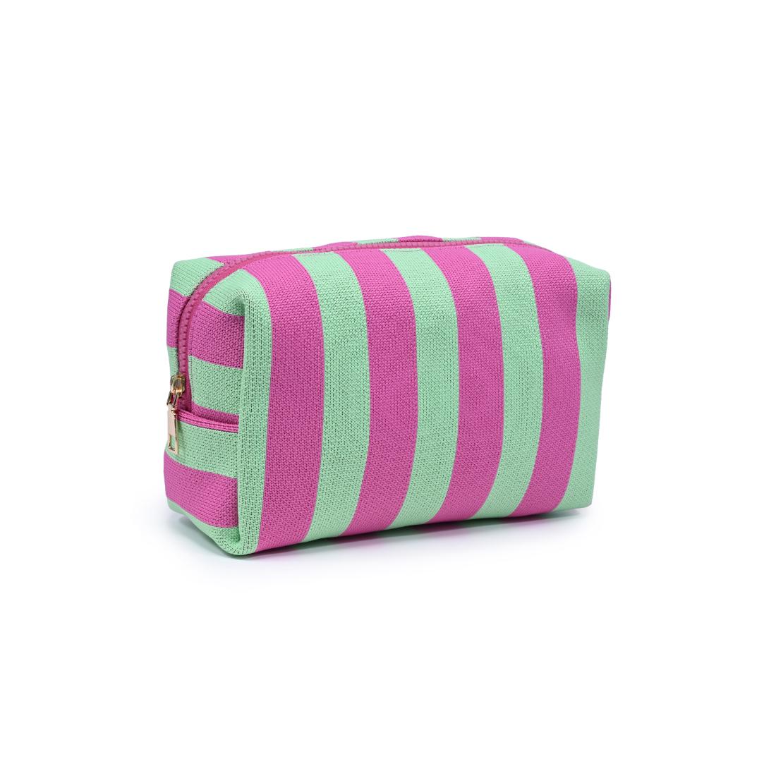 Urban Essentials Essential Stripe Cosmetic & Travel Organizer Pouch 840504207433 View 6 | Mint Pink