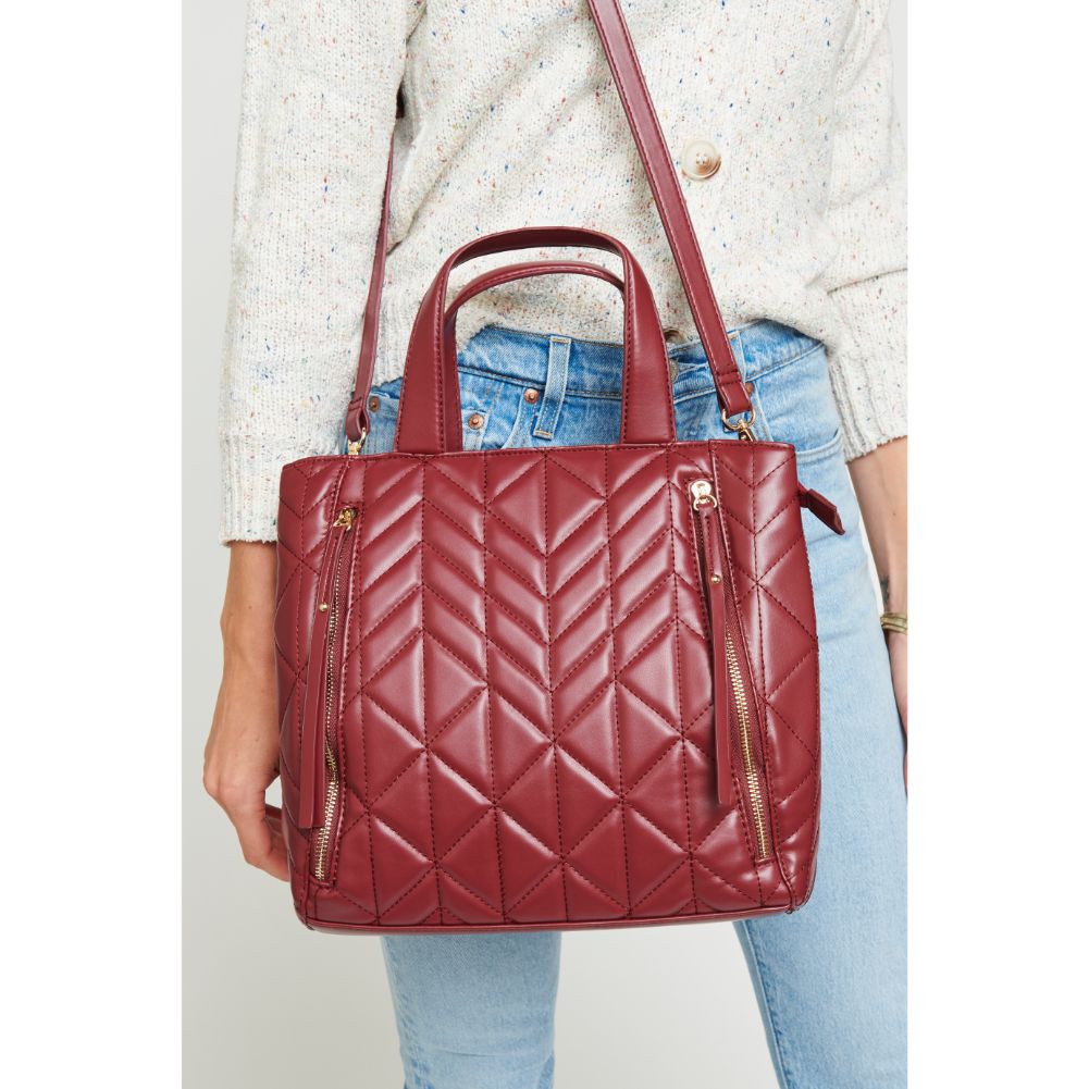 Woman wearing Red Urban Expressions Simone Satchel NA-840611149978 View 2 | Red