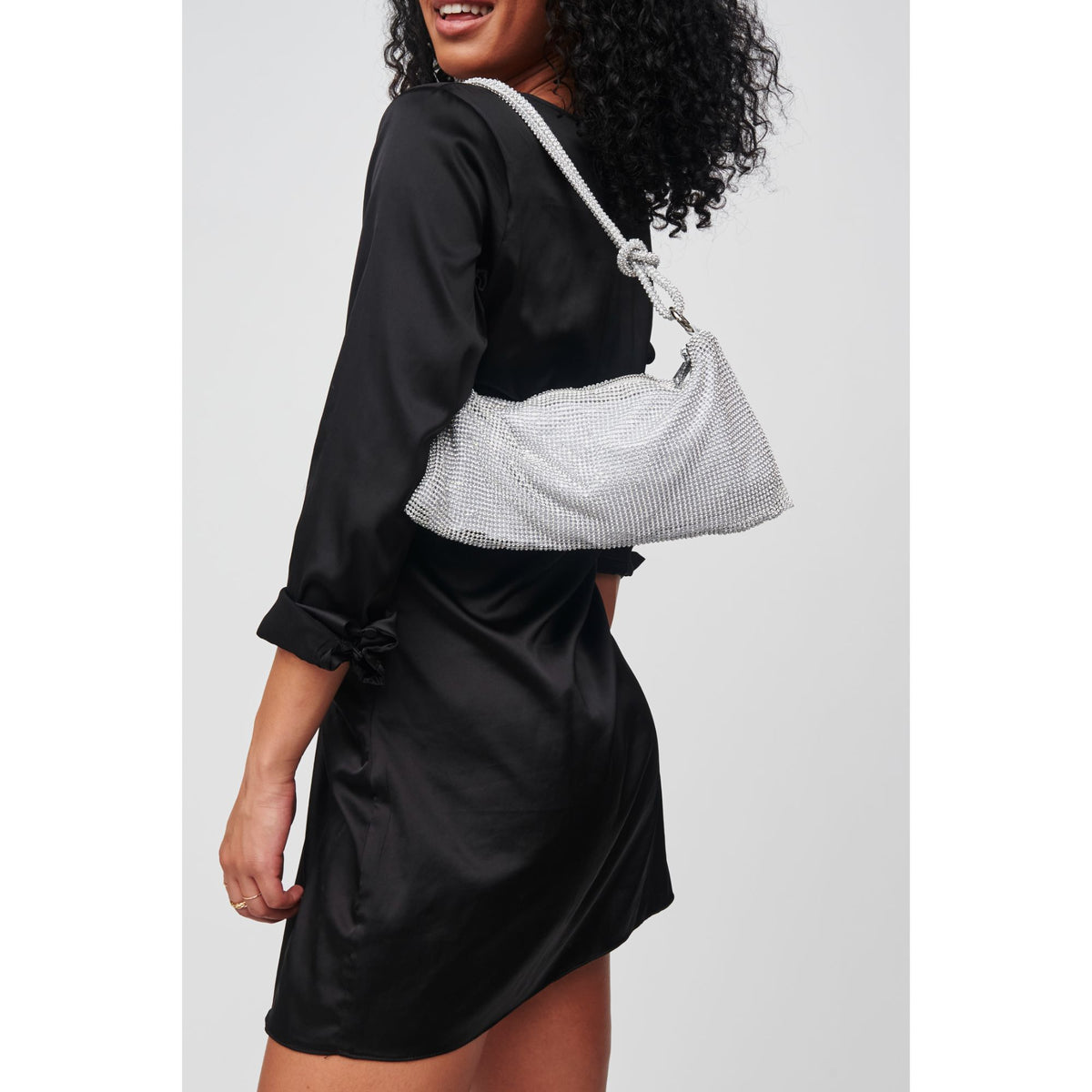Woman wearing Silver Urban Expressions Paris Evening Bag 818209014434 View 2 | Silver