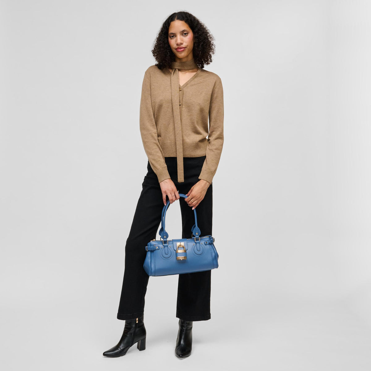 Woman wearing Denim Urban Expressions Moda Satchel 840504211669 View 4 | Denim