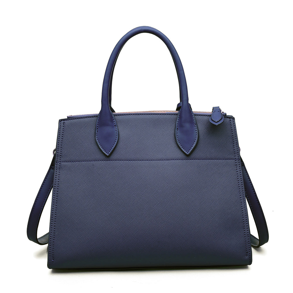 Woman wearing Navy Urban Expressions Cooper Satchel NA-840611153579 View 7 | Navy