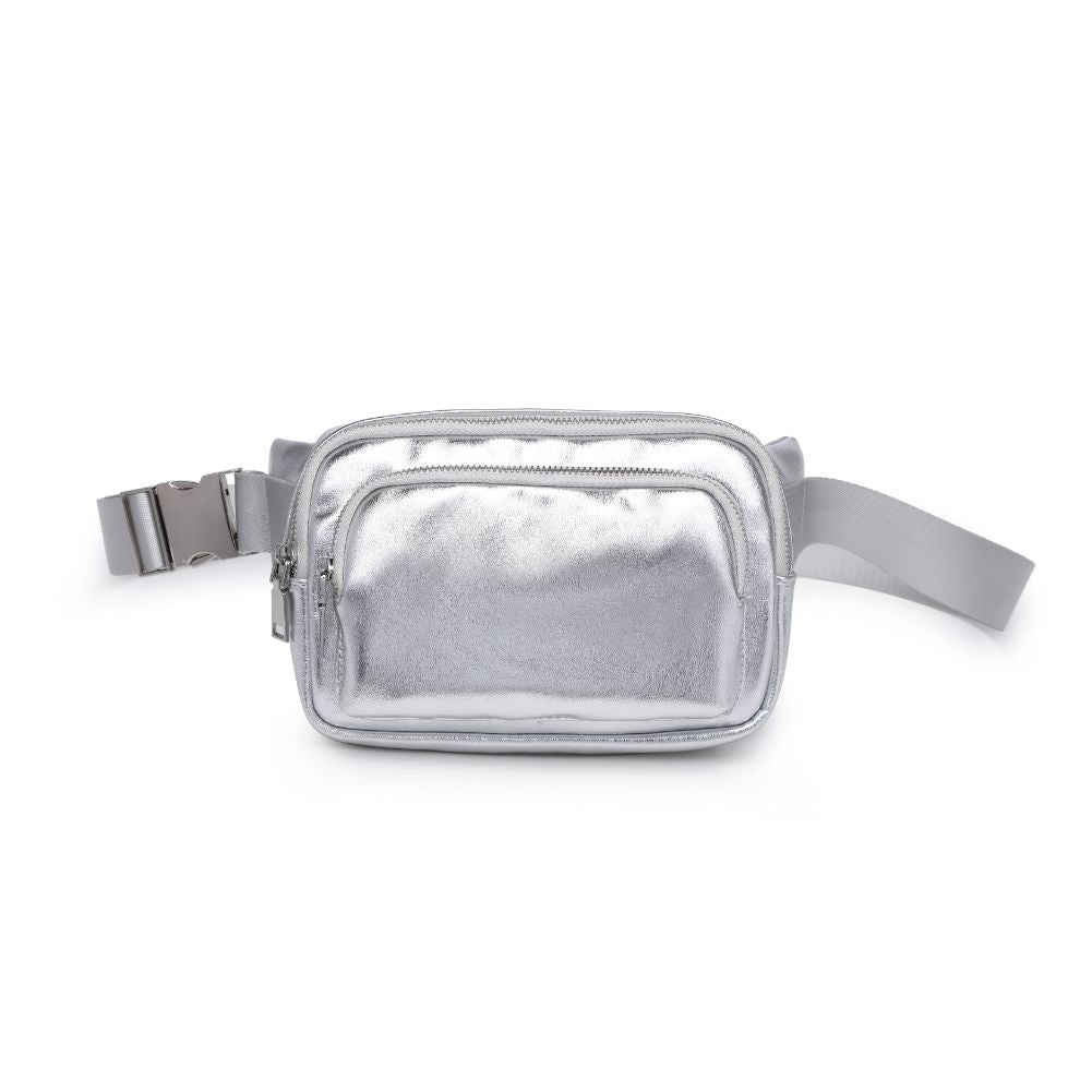 Woman wearing Silver Urban Expressions Minnie Belt Bag 840611120885 View 5 | Silver