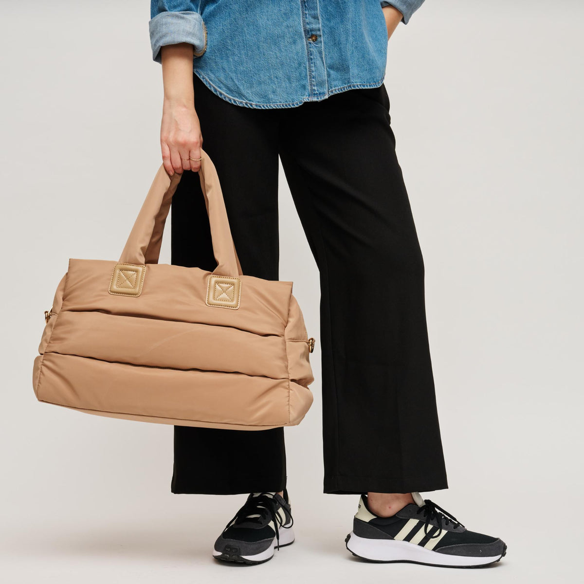Woman wearing Camel Urban Expressions Mia Tote 840504204272 View 1 | Camel