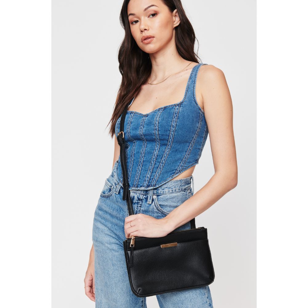 Woman wearing Black Urban Expressions Wyatt Crossbody 840611108692 View 1 | Black