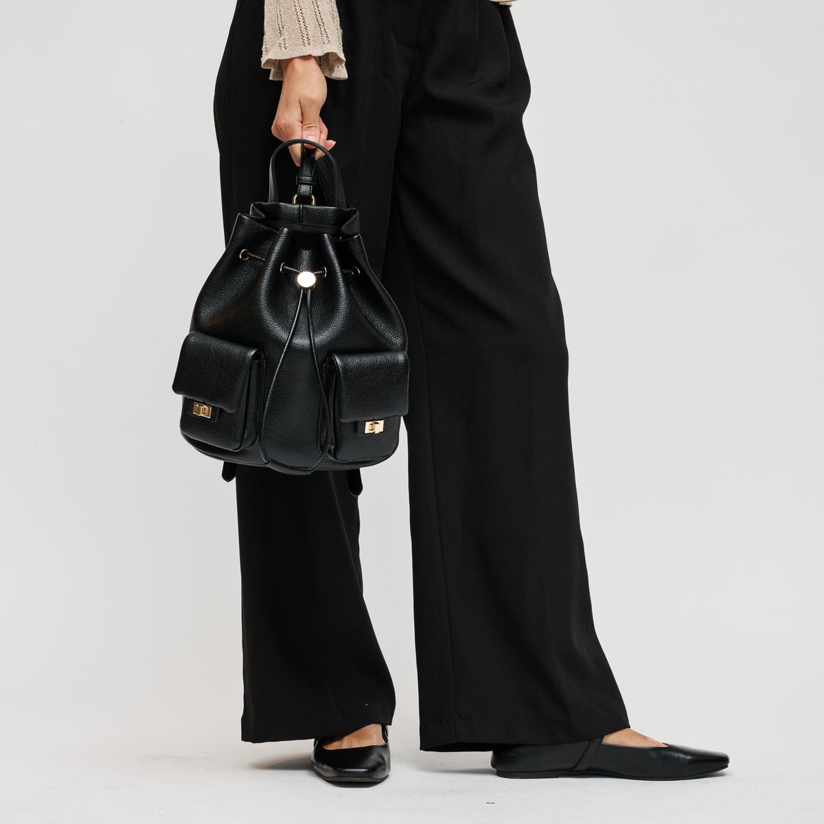 Woman wearing Black Urban Expressions Clearfield Backpack 840504212369 View 3 | Black
