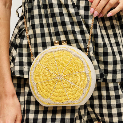 Woman wearing Lemon Urban Expressions Lemon Evening Bag 840504207860 View 1 | Lemon
