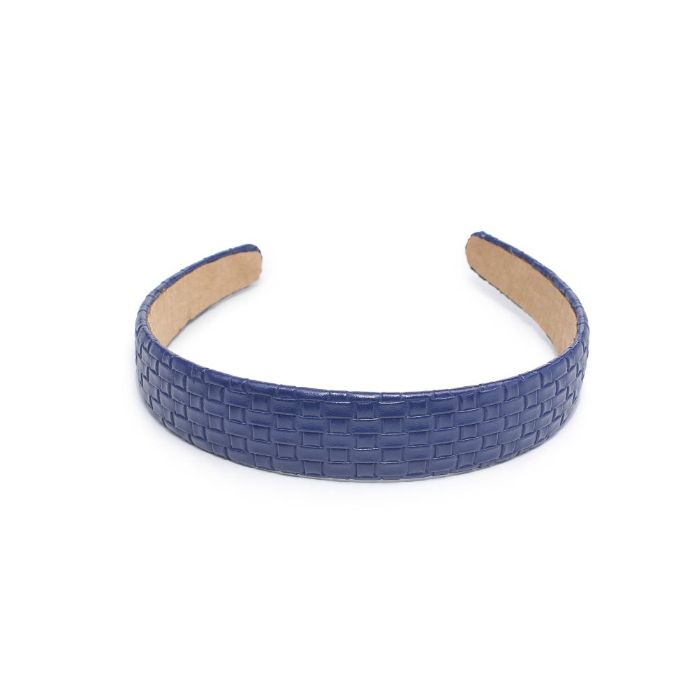Product Image of Urban Expressions Embossed Woven Vegan Leather Headband Headband 818209014236 View 2 | Navy