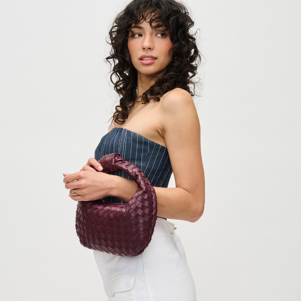 Woman wearing Wine Urban Expressions Tracy - Woven Clutch 840611192936 View 2 | Wine