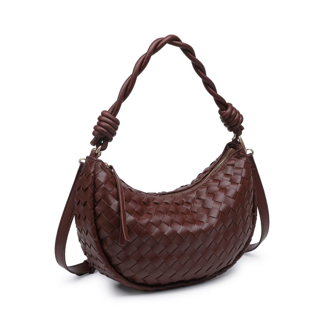 Woman wearing Chocolate Urban Expressions Violet Hobo 840504206597 View 6 | Chocolate