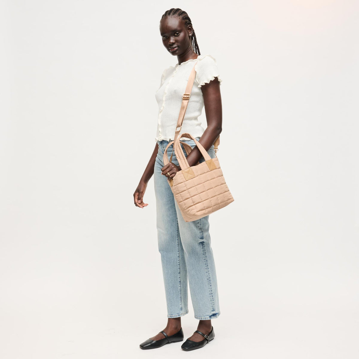 Woman wearing Natural Urban Expressions Lumina Tote 840504205972 View 2 | Natural