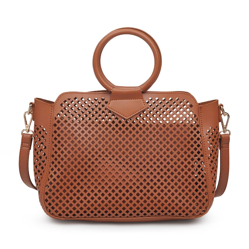 Woman wearing Tan Urban Expressions Jaclyn Satchel 840611169648 View 5 | Tan