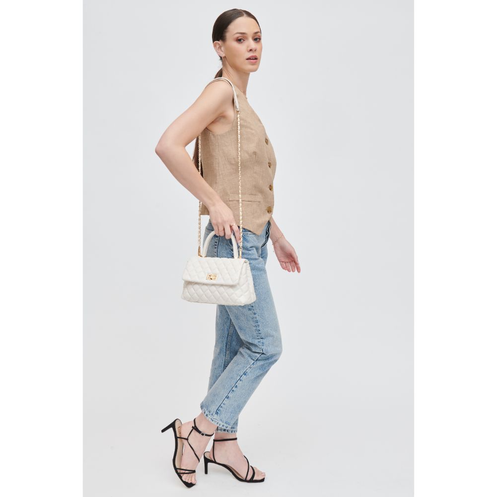 Woman wearing Oatmilk Urban Expressions Cordelia - Quilted Crossbody 840611106339 View 3 | Oatmilk