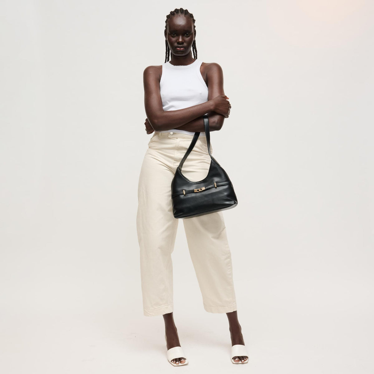 Woman wearing Black Urban Expressions Camila Shoulder Bag 840504205835 View 3 | Black
