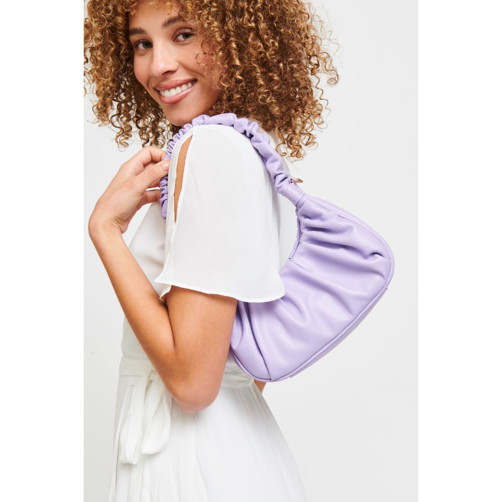 Woman wearing Lavender Urban Expressions Oliveta Shoulder Bag 840611179906 View 3 | Lavender