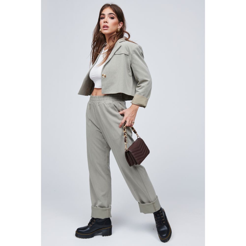 Woman wearing Chocolate Urban Expressions Genny - Chevron Stitch Crossbody 818209011105 View 4 | Chocolate