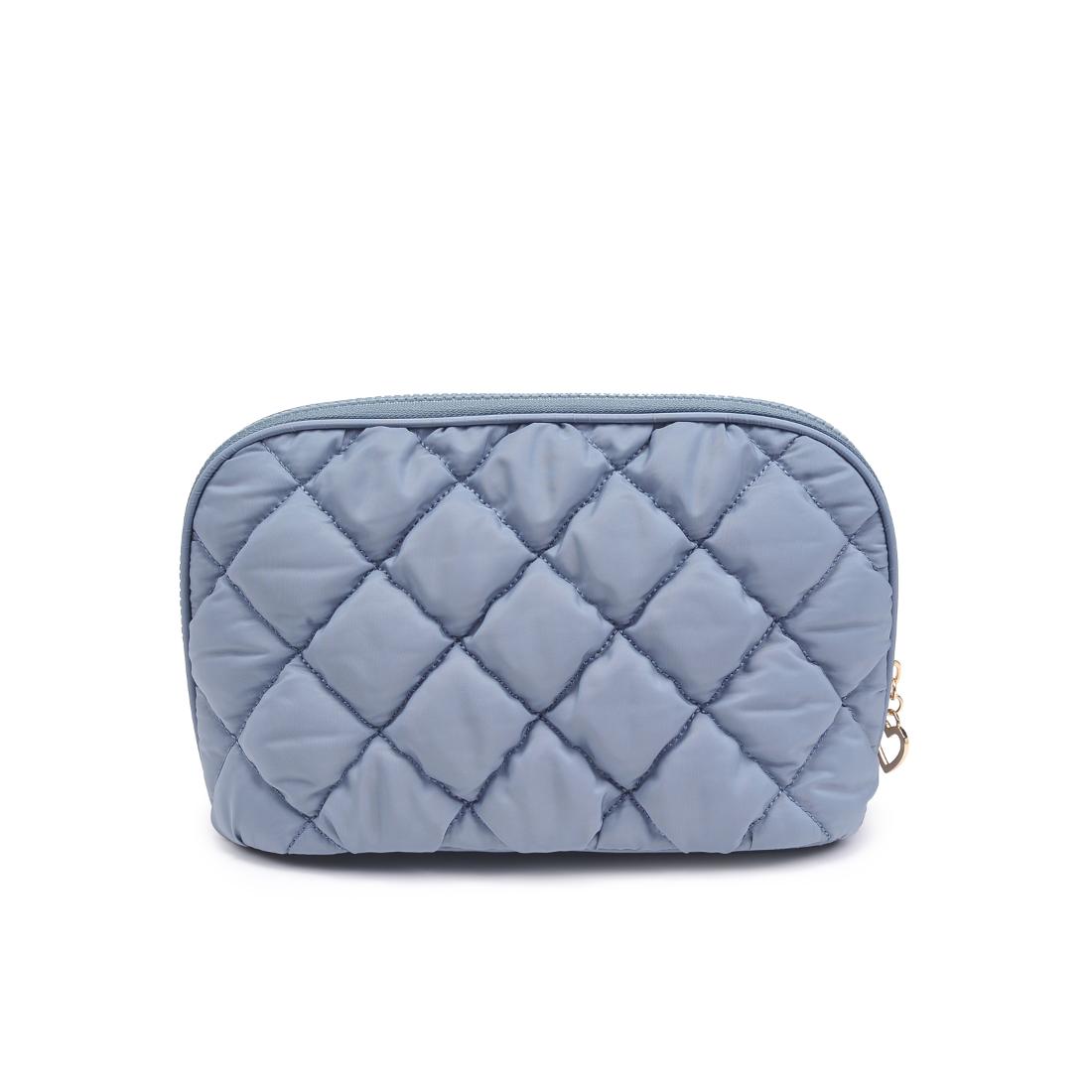 Urban Essentials Cloud Kiss - Quilted Puffer Nylon Cosmetic & Travel Organizer Dome Pouch 840611197115 View 7 | Dusty Blue