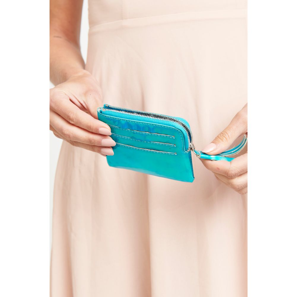 Woman wearing Blue Urban Expressions Flash Card Holder 840611138422 View 2 | Blue