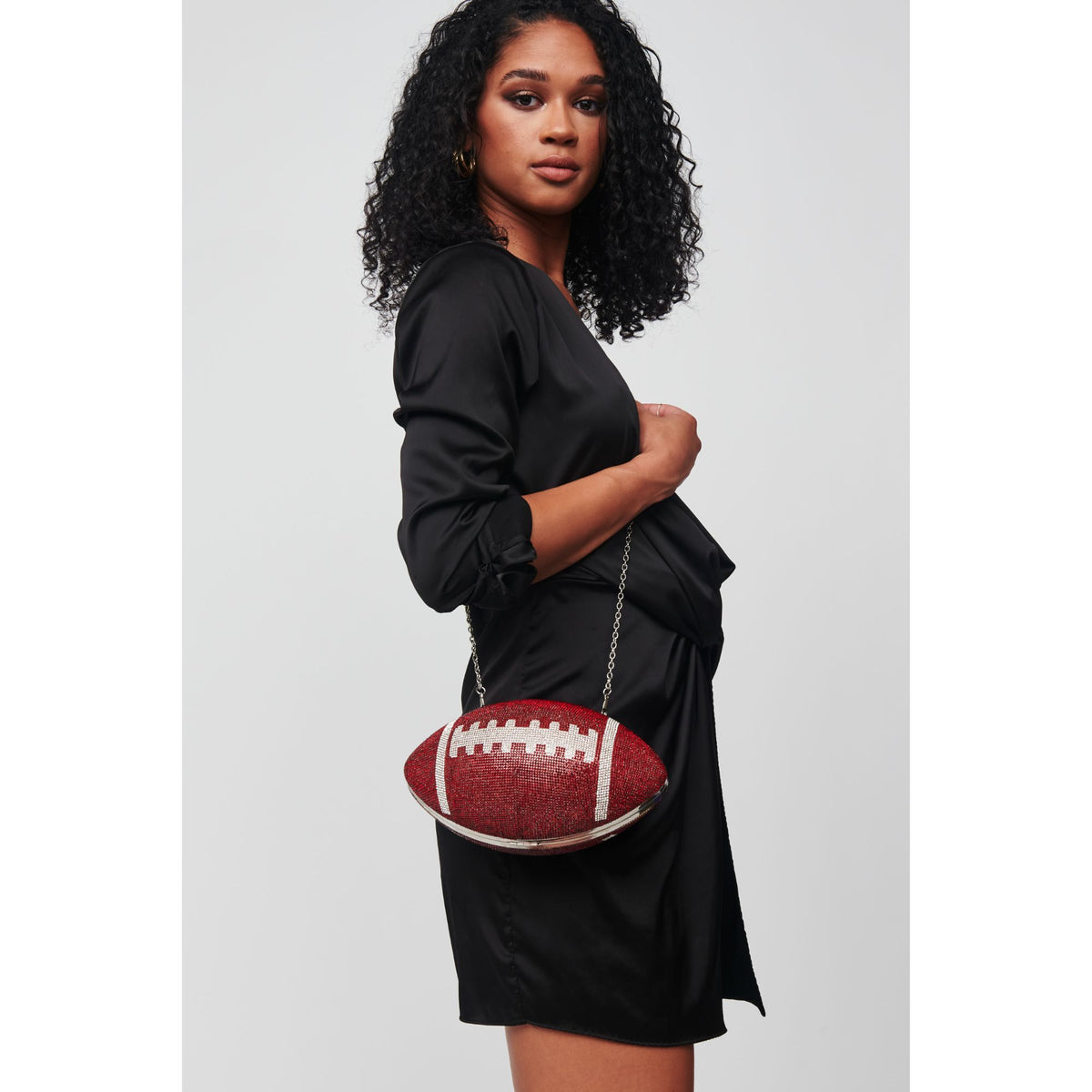 Woman wearing Burgundy Silver Urban Expressions Robbie Evening Bag 818209012256 View 2 | Burgundy Silver
